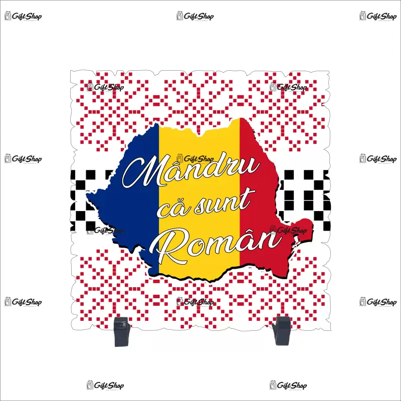 Mandru ca sunt roman, placheta cu mesaj, model b